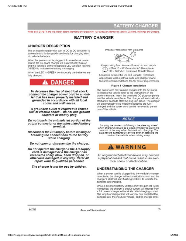EZGO 2Five Golf Cart Service Manual sample page showing repair procedures
