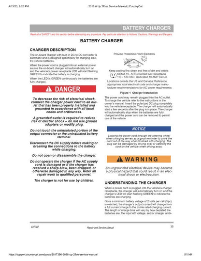 EZGO 2Five Golf Cart Service Manual sample page showing repair procedures