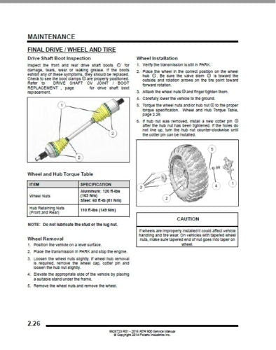 Polaris RZR 900 EPS S XC UTV Service Manual sample page from service manual