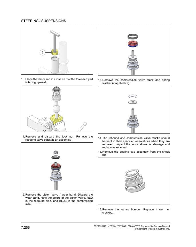 Polaris Rush Switchback XCR RMK 600 800 Snowmobile Service Manual sample page with service data and tables