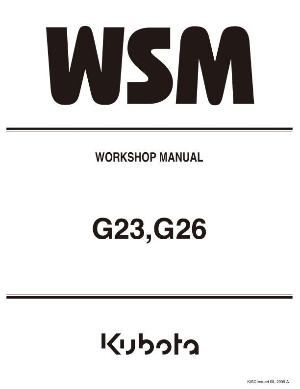 Kubota G 23 26 Mower Service Manual factory service manual title page