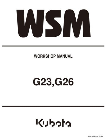 Kubota G 23 26 Mower Service Manual factory service manual title page