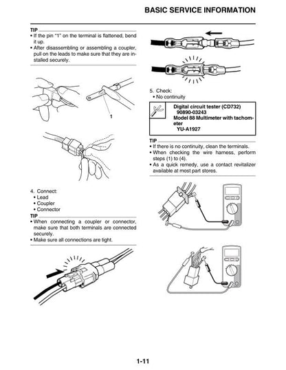 Yamaha YZ 125 N2 Motorcycle Service Manual table of contents