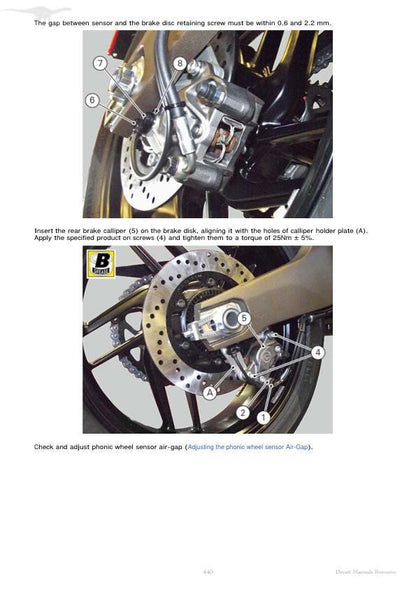 Ducati Monster 821 Motorcycle Service Manual sample page showing repair procedures