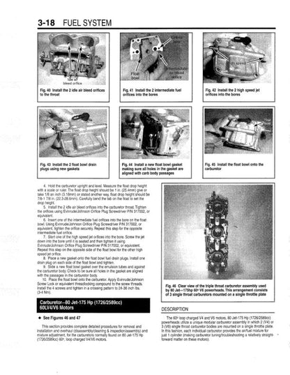 Johnson Evinrude 65 - 300 HP Outboard Service Manual sample page showing repair procedures