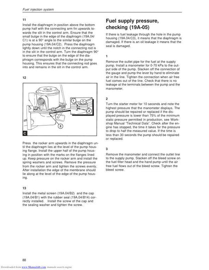 Volvo Penta MD22 TMF22 TAMD22 Engine Service Manual sample page with service data and tables