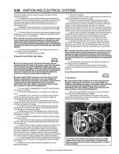 Johnson Evinrude 1.25 - 70 HP Outboard Service Manual sample page showing repair procedures