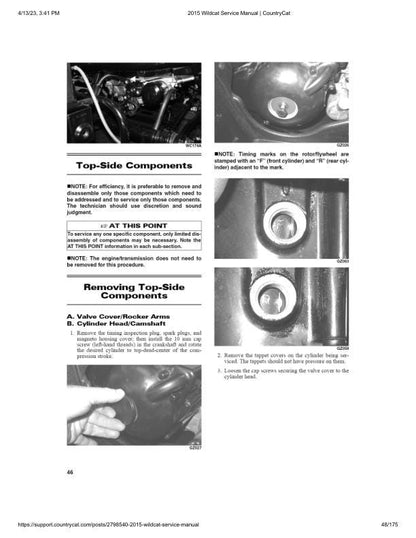 Arctic Cat Wildcat UTV Service Manual sample page with diagrams and specifications