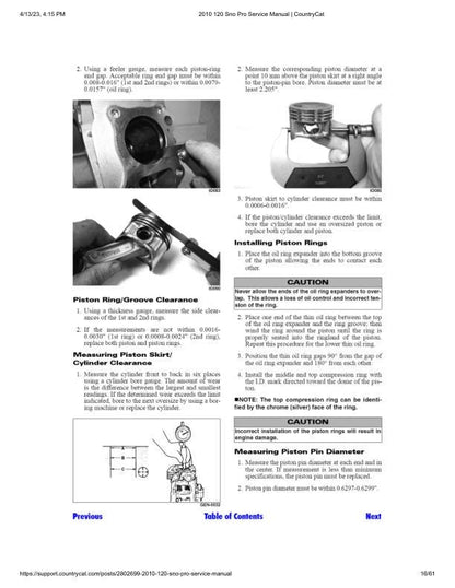 Arctic Cat Sno Pro 120 Snowmobile Service Manual sample page with diagrams and specifications
