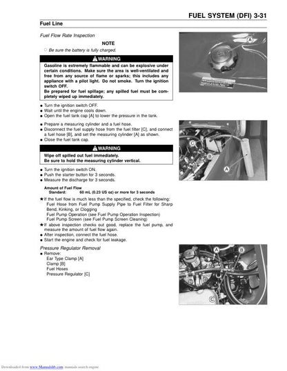 Kawasaki JetSki 1100 Service Manual sample page showing repair procedures