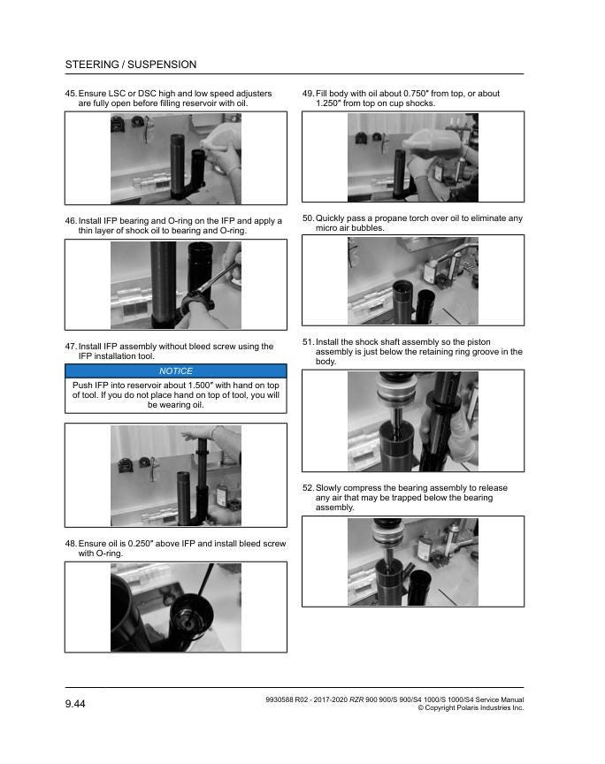 Polaris RZR 900 1000 UTV Service Manual sample page from the repair manual
