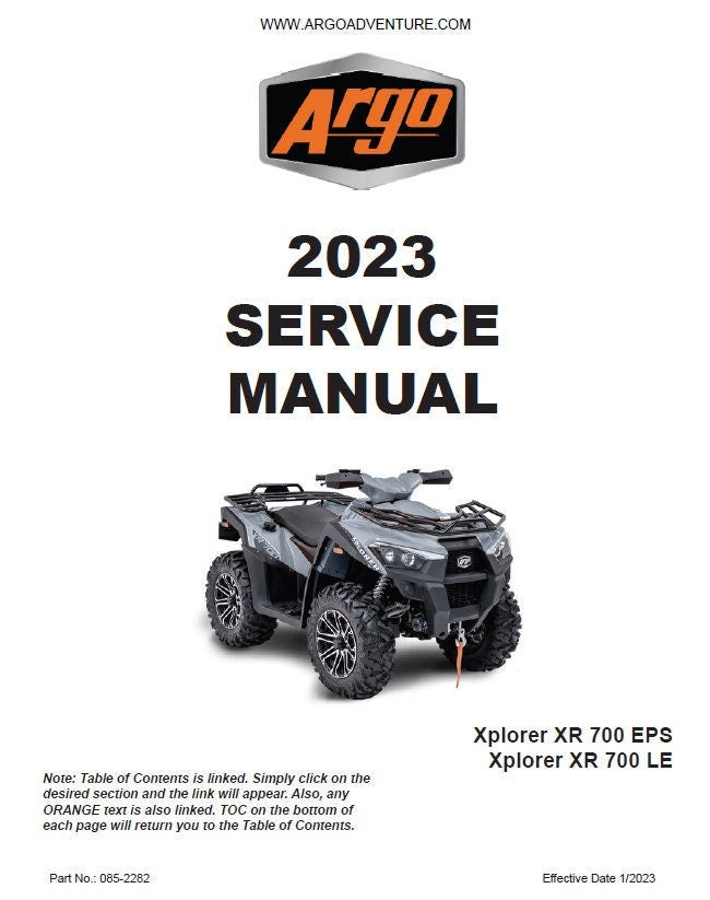 Argo XPLORER XR700 6x6 ATV Service Manual factory service manual title page