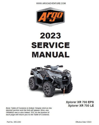 Argo XPLORER XR700 6x6 ATV Service Manual factory service manual title page