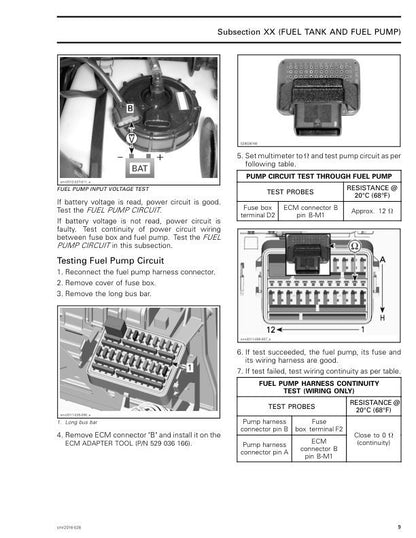 Sea-Doo GTX RXP RXT Supercharged Service Manual sample page with service data and tables