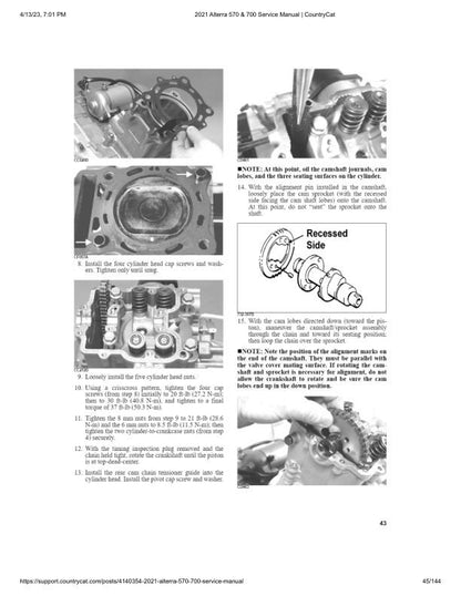 Arctic Cat Alterra 570 700 ATV Service Manual table of contents