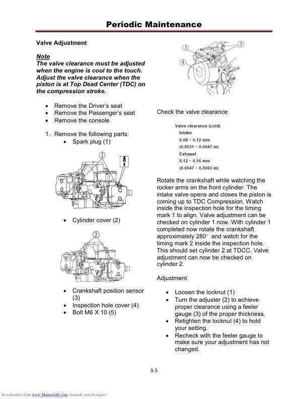 HiSun HS800 UTV Service Manual sample page showing repair procedures
