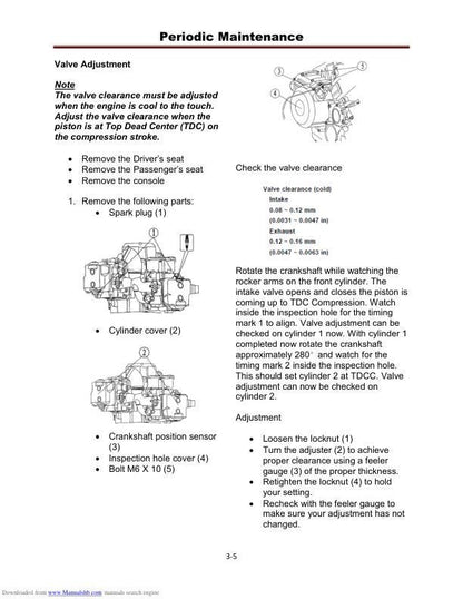 HiSun HS800 UTV Service Manual sample page showing repair procedures