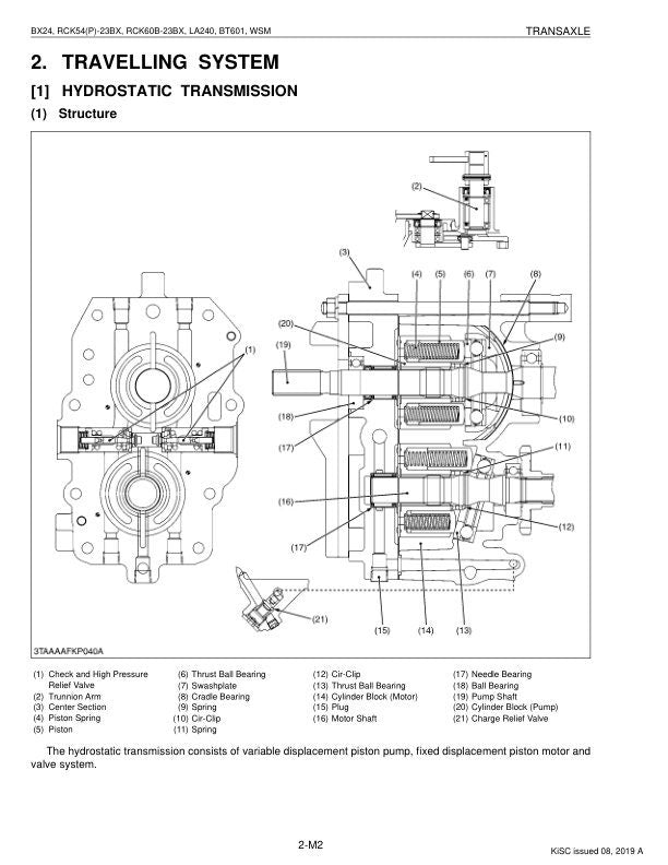Kubota BX 24 Tractor Service Manual sample page with diagrams and specifications