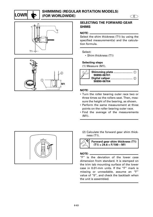 Yamaha F115A FL115A Outboard Service Manual sample page with service data and tables