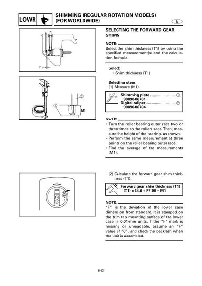 Yamaha F115A FL115A Outboard Service Manual sample page with service data and tables
