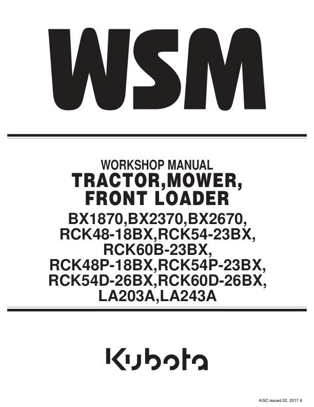 Kubota Tractor Service Manual factory service manual title page