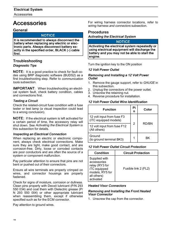 Can-Am Outlander 850 1000 ATV Service Manual sample page showing repair procedures