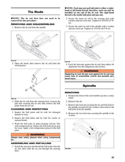 Arctic Cat ZR 200 Snowmobile Service Manual sample page with service data and tables