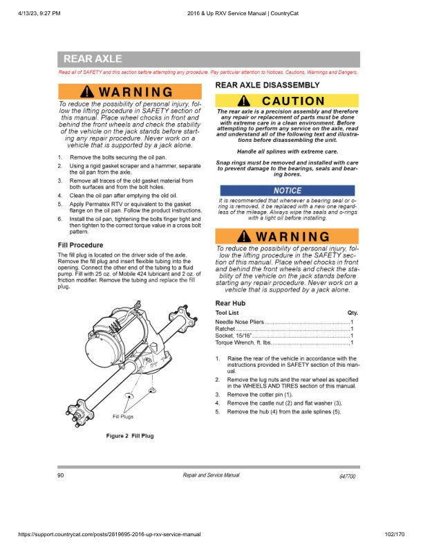 EZGO RXV Electric 48V Golf Cart Service Manual table of contents