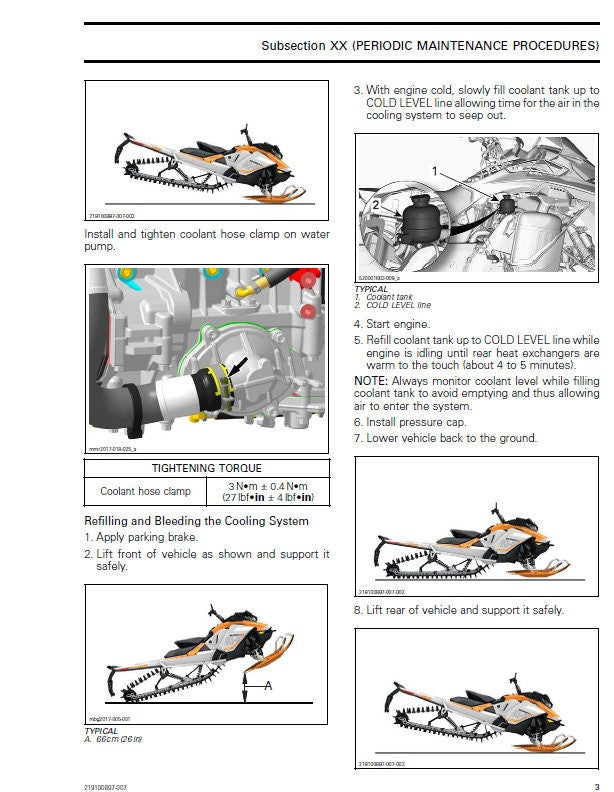 Skidoo SUMMIT X Snowmobile Service Manual table of contents