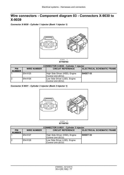 New Holland Workmaster 50 60 70 Tractor Service Manual sample page with service data and tables
