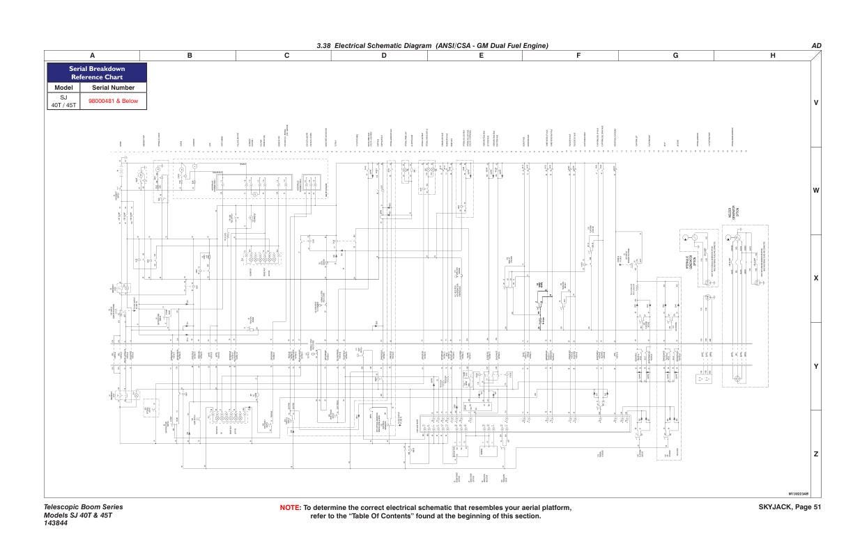 Skyjack SJ40T SJ45T Telescopic Boom Lift Service Manual sample page with service data and tables