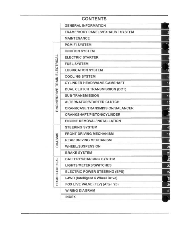 Honda Talon 1000 UTV Service Manual sample page showing repair procedures