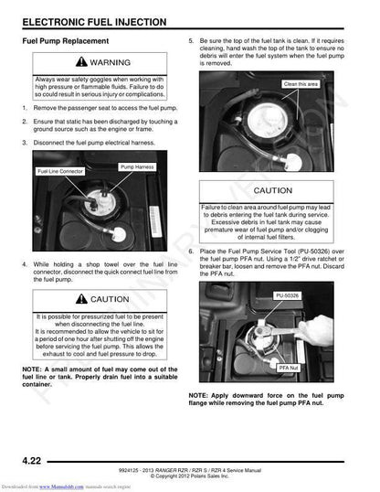 Polaris RZR Ranger 800 RZR-S RZR-4 UTV Service Manual sample page from the repair manual