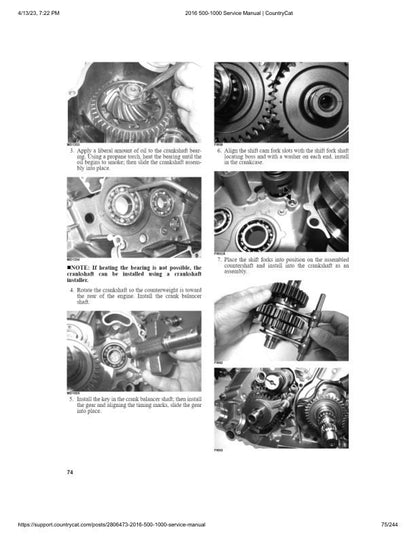 Arctic Cat Alterra 500 700 1000 ATV Service Manual sample page showing repair procedures