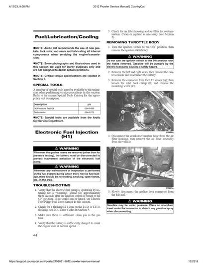Arctic Cat Prowler HDX Service Manual sample page with technical illustrations