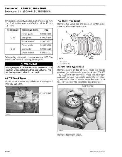 Skidoo MXZ 600 800 REV Snowmobile Service Manual sample page with technical illustrations