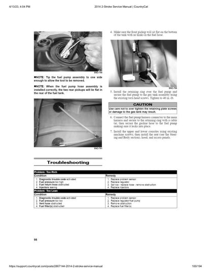 Arctic Cat F M Z1 Crossfire Bearcat Snowmobile Service Manual sample page with service data and tables