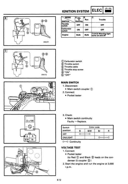 Yamaha Vmax VX750 VX800 MM800 Snowmobile Service Manual sample page from the repair manual