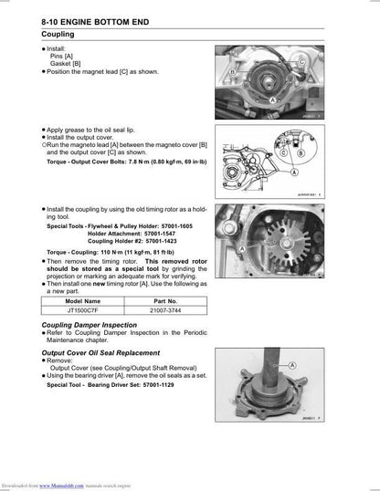 Kawasaki JetSki Ultra 250x Service Manual sample page from the repair manual