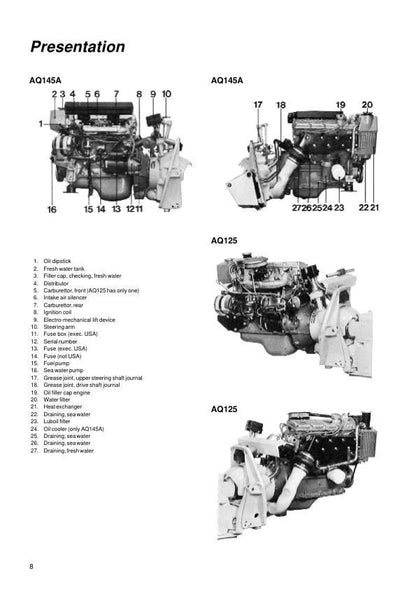 Volvo Penta AQ125 AQ145 A/B Engine Service Manual sample page from service manual