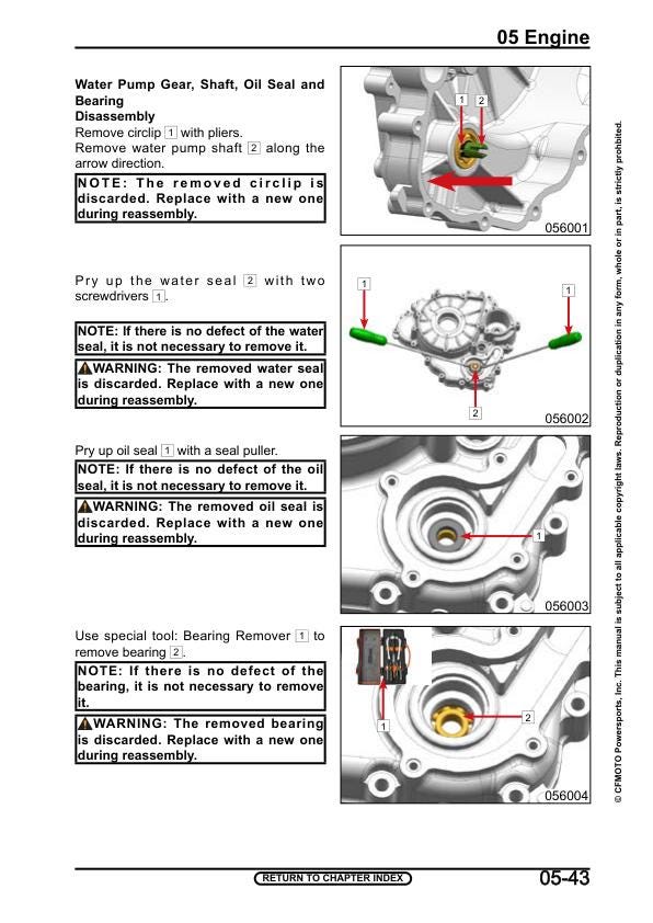 CFMOTO UFORCE 600 UTV Service Manual sample page with diagrams and specifications