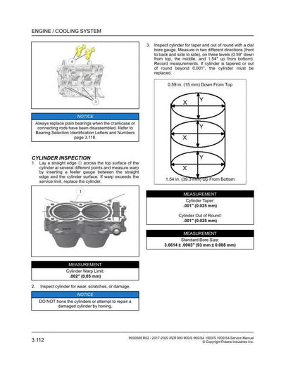 Polaris RZR 900 1000 UTV Service Manual sample page with diagrams and specifications