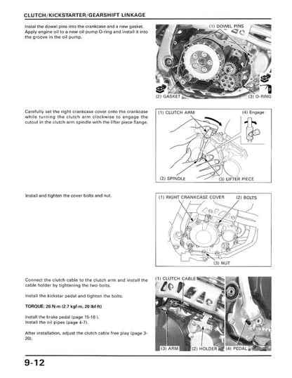 Honda XR 400 R Motorcycle Service Manual sample page from the repair manual