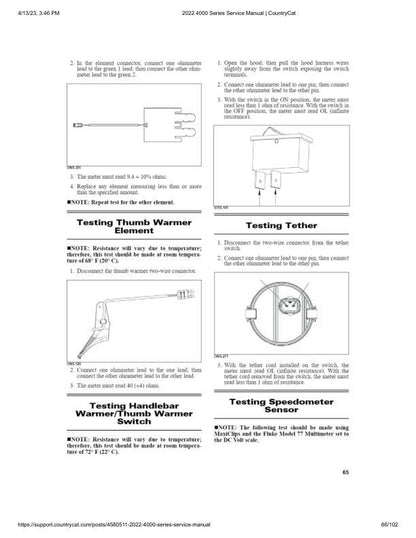 Arctic Cat Blast ZR LT M XR 4000 Snowmobile Service Manual sample page with service data and tables