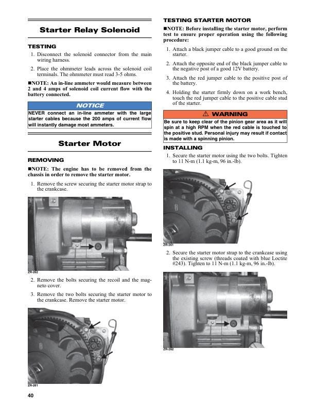 Skidoo MXZ200 Snowmobile Service Manual sample page with technical illustrations