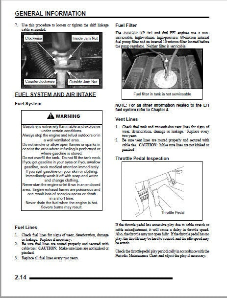 Polaris Ranger XP 700 UTV Service Manual sample page with diagrams and specifications