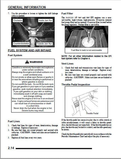 Polaris Ranger XP 700 UTV Service Manual sample page with diagrams and specifications