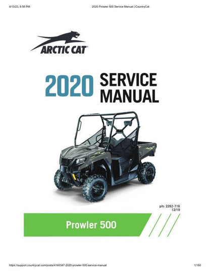 Arctic Cat Prowler 500 UTV Service Manual factory service manual title page