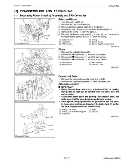 Kubota G21LD G21HD Mower Service Manual sample page showing schematics and diagrams