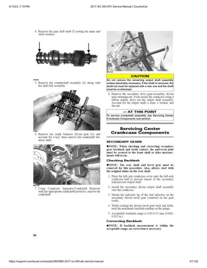 Arctic Cat Alterra XC 450 ATV Service Manual sample page with technical illustrations